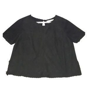 Faux Suede Short Sleeve Top